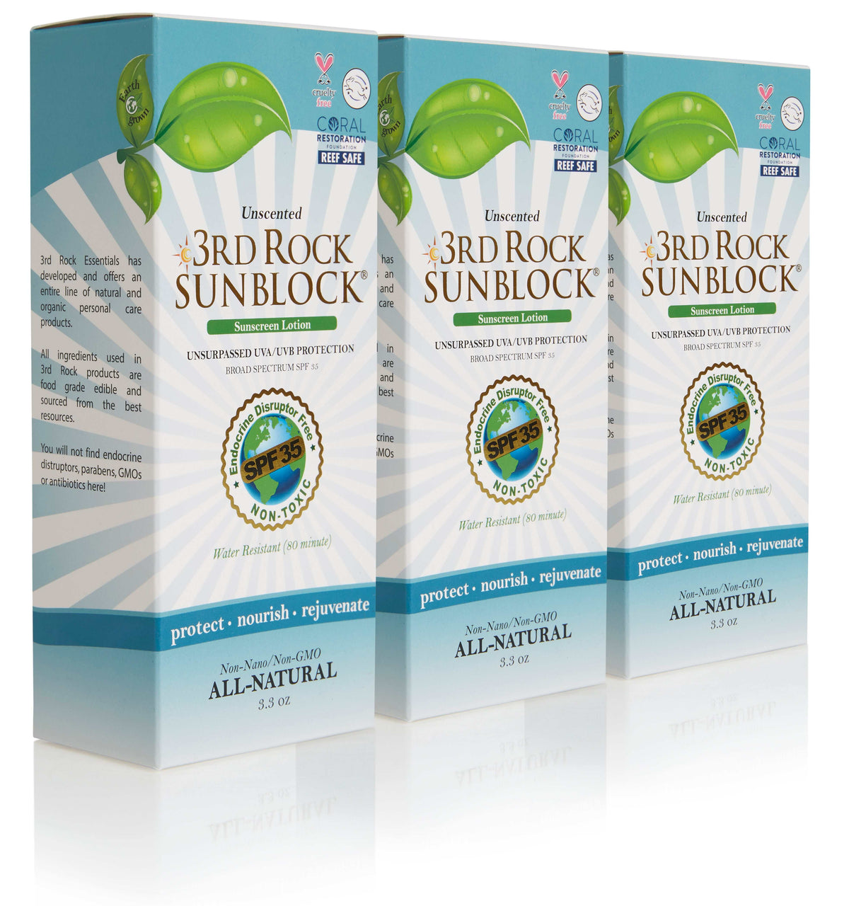 3rd Rock SunblockĀ® Sunscreen Lotion - Unscented - Zinc Oxide SPF 35