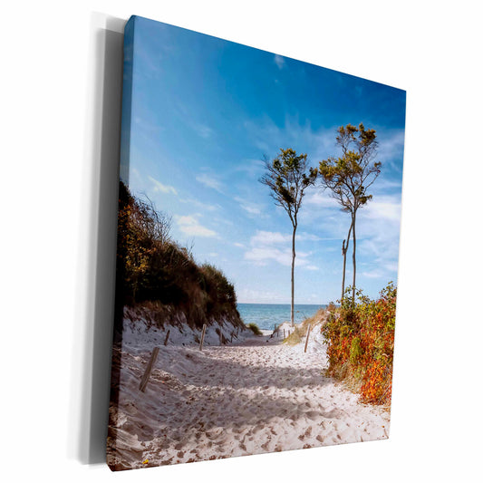 3dRose Landscape Beach Sea Ocean in Autumn - Museum Grade Canvas Wrap (cw_253392)