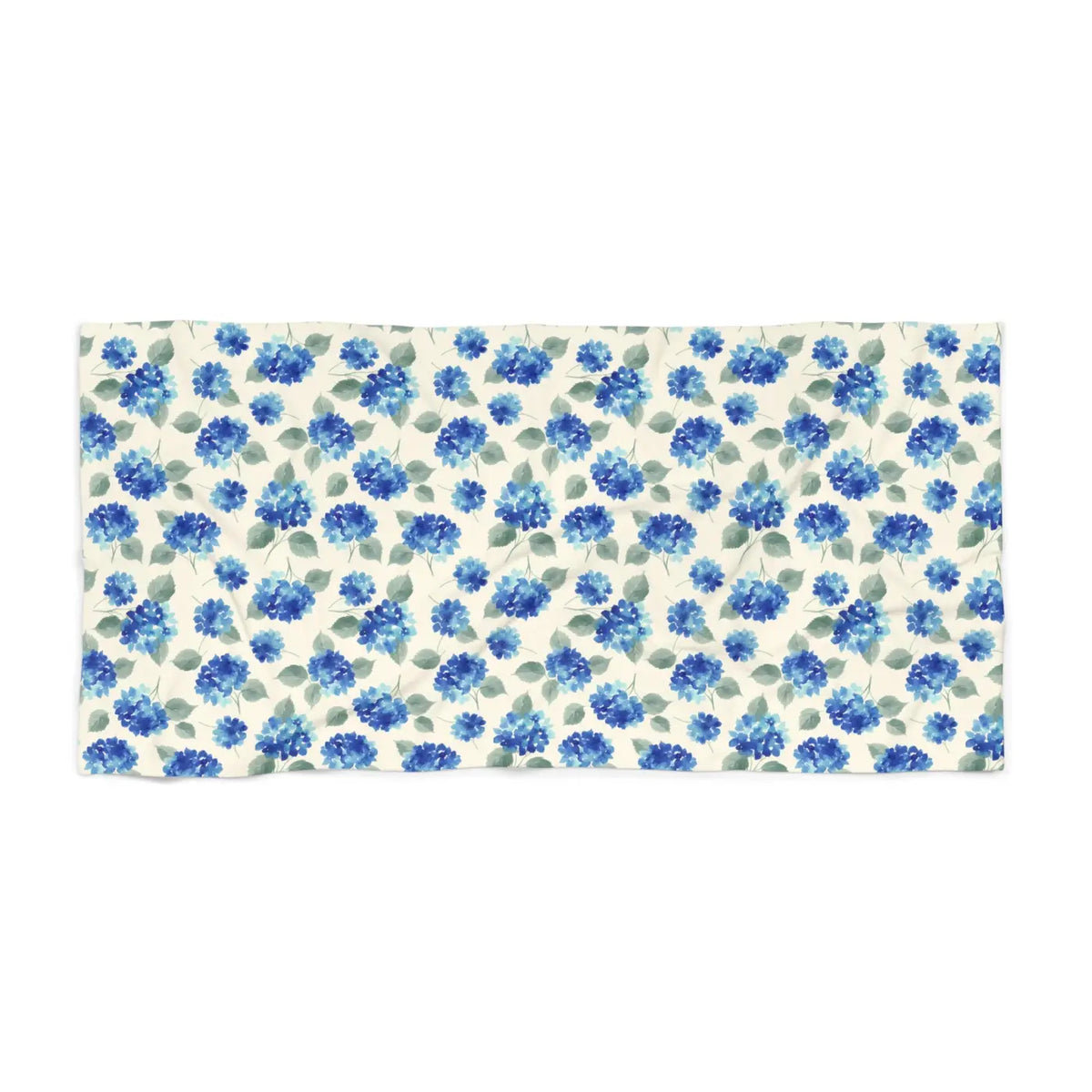 DipaliZ Hydrangea Beach Towel Blue Floral Cotton 30x60
