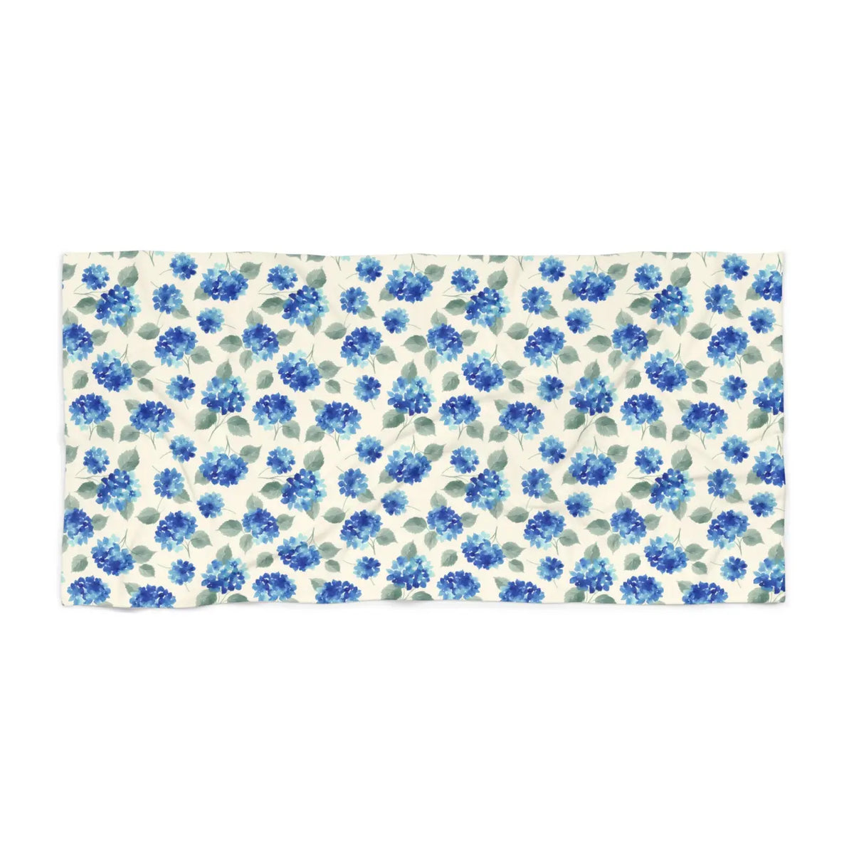DipaliZ Hydrangea Beach Towel Blue Floral Cotton 30x60